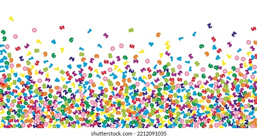 Falling colorful numbers. Math study concept with flying digits. Grand back to school mathematics banner on white background. Falling numbers vector illustration.