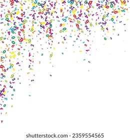 Falling colorful numbers. Math study concept with flying digits. Back to school mathematics banner on white background. Falling numbers vector illustration.