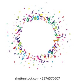 Falling colorful numbers. Math study concept with flying digits. Back to school mathematics banner on white background. Falling numbers vector illustration.