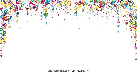 Falling colorful numbers. Math study concept with flying digits. Back to school mathematics banner on white background. Falling numbers vector illustration.