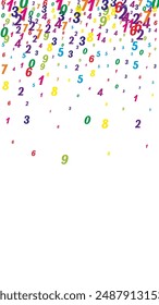 Falling colorful numbers. Math study concept with flying digits. Back to school mathematics banner on white background. Falling numbers vector illustration.