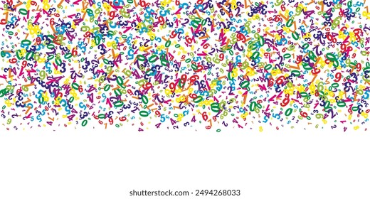 Falling colorful numbers. Math study concept with flying digits. Back to school mathematics banner on white background. Falling numbers vector illustration.