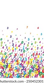 Falling colorful numbers. Math study concept with flying digits. Back to school mathematics banner on white background. Falling numbers vector illustration.