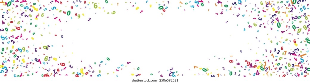 Falling colorful numbers. Math study concept with flying digits. Back to school mathematics banner on white background. Falling numbers vector illustration.