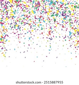 Falling colorful numbers. Math study concept with flying digits. Back to school mathematics banner on white background. Falling numbers vector illustration.