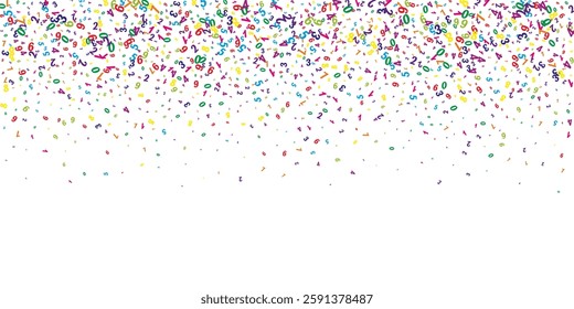 Falling colorful numbers. Math study concept with flying digits. Back to school mathematics banner on white background. Falling numbers vector illustration.