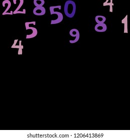 Falling colorful numbers on black background. Abstract colorful background for card or print. Pattern of randomly distributed numbers from zero to nine in color.