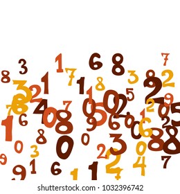 Falling colorful numbers on white background. Abstract background of color numbers for banner or poster. Pattern of randomly distributed numbers from zero to nine in color.