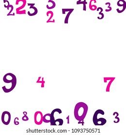Falling colorful numbers on white background. Abstract colorful background for banner or poster. Pattern of randomly distributed numbers from zero to nine in color.