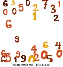 Falling colorful numbers on white background. Abstract background of color numbers for card or print. Pattern of randomly distributed numbers from zero to nine in color.