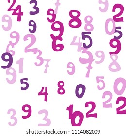 Falling colorful numbers on white background. Abstract background of color numbers for banner or poster. Pattern of randomly distributed numbers from zero to nine in color.
