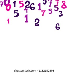 Falling colorful numbers on white background. Abstract background of color numbers for banner or poster. Pattern of randomly distributed numbers from zero to nine in color.