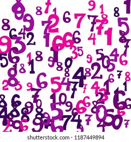 Falling colorful numbers on white background. Abstract background of color numbers for banner or poster. Pattern of randomly distributed numbers from zero to nine in color.