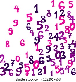 Falling colorful numbers on white background. Abstract colorful background for card or banner. Pattern of randomly distributed numbers from zero to nine in color.