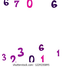 Falling colorful numbers on white background. Abstract colorful background for card or banner. Pattern of randomly distributed numbers from zero to nine in color.