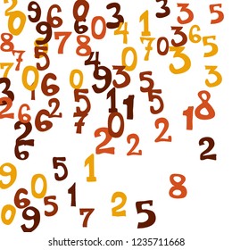 Falling colorful numbers on white background. Abstract colorful background for card or print. Pattern of randomly distributed numbers from zero to nine in color.