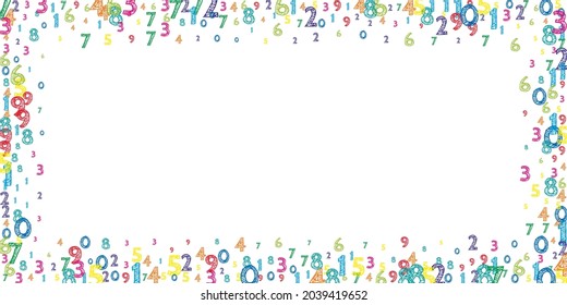 Falling colorful orderly numbers. Math study concept with flying digits. Stunning back to school mathematics banner on white background. Falling numbers vector illustration.