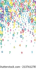Falling colorful orderly numbers. Math study concept with flying digits. Worthy back to school mathematics banner on white background. Falling numbers vector illustration.