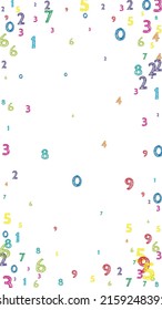 Falling colorful orderly numbers. Math study concept with flying digits. Amusing back to school mathematics banner on white background. Falling numbers vector illustration.