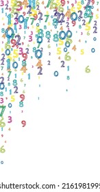 Falling colorful orderly numbers. Math study concept with flying digits. Remarkable back to school mathematics banner on white background. Falling numbers vector illustration.