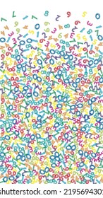 Falling colorful sketch numbers. Math study concept with flying digits. Exquisite back to school mathematics banner on white background. Falling numbers vector illustration.