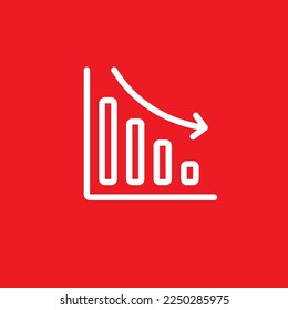 Falling column statistic chart icon, graphic resource template, vector illustration.