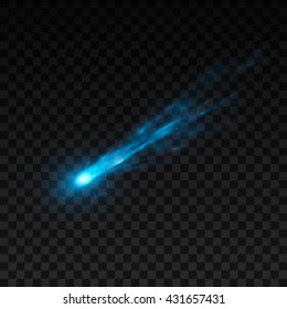 Falling Comet. Isolated On Black Transparent Background. Vector Illustration, Eps 10.