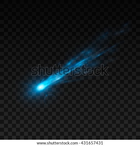 Falling comet. Isolated on black transparent background. Vector illustration, eps 10.