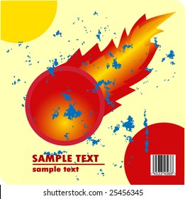 falling comet in sky - grungy vector design