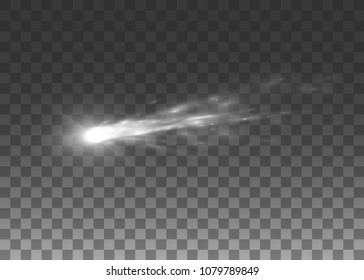 Falling comet/asteroid. Isolated on black transparent background. Vector illustration, eps 10.