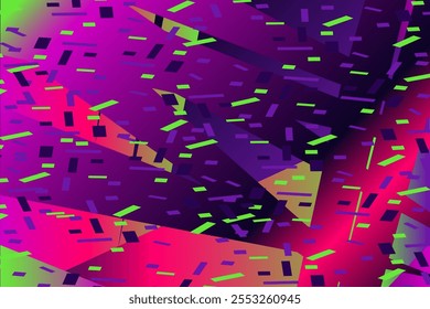 Falling confetti abstract background in retro neon colors vector illustration. Happy geometric trendy graphic design for greeting card banner poster event celebration flyer party invitation cover