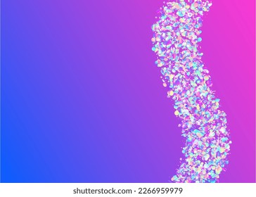 Falling Confetti. Bright Art. Retro Realistic Gradient. Pink Shiny Effect. Laser Burst. Hologram Sparkles. Surreal Foil. Light Tinsel. Violet Falling Confetti