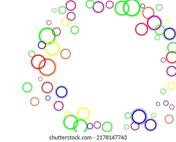 Falling Confetti. Bright background of multicolored confetti.  Square card and frame. Vector isolated confetti on white background template.
