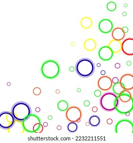 Falling Confetti. Bright background of multicolored confetti.  Dots, circles spiral, swirl, twirl.