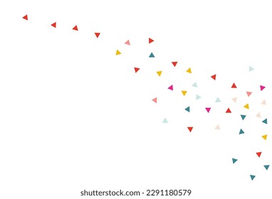 Falling Confetti Celebrate Vector White Background. Effect Elements Banner. Flying Geometric Invitation. Happy Triangle Fun Illustration.