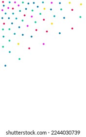 Falling Confetti Celebration Vector White Background. Celebrate Circle Backdrop. Invitation Polka Background. Color Shine Carnaval Pattern.