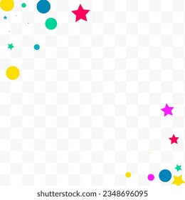 Falling Confetti Christmas Vector Transparent Background. Invitation Round Invitation. Carnaval Splash Wallpaper. Happy Circle and Star Abstract Pattern.