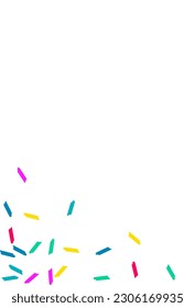 Falling Confetti Flying Vector White Background. Celebration Smear Background. Fun Brush Illustration. Rainbow Dust Carnaval Invitation.