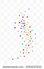 Falling Confetti Fun Vector Transparent Background. Effect Shapes Texture. Festival Elements Wallpaper. Rainbow Triangle Abstract Postcard.