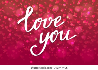 Falling confetti hearts for Valentines day. Background with hearts. Valentines day or wedding invitation greeting card design. Vector illustration, eps 10