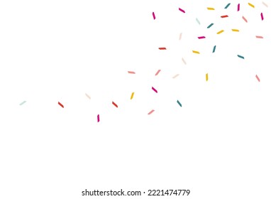 Falling Confetti Independence Vector White Background. Effect Shavings Backdrop. Festive Brush Design. Color Dust Top Texture.