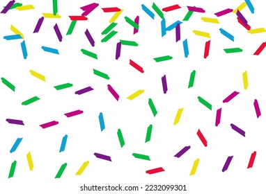 Falling Confetti Invitation Vector White Background. Top Dust Backdrop. Festive Brush Illustration. Happy Smear Decoration Design.