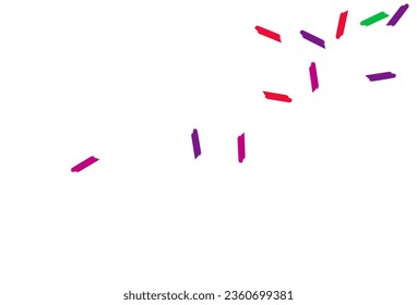 Falling Confetti Invitation Vector White Background. Carnaval Brush Background. Celebrate Shavings Backdrop. Color Paint Flying Pattern.