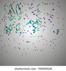 Falling confetti isolated on grey background. Celebration party holiday decoration to birthday, effect of glitter confetti illustration.Vector eps10