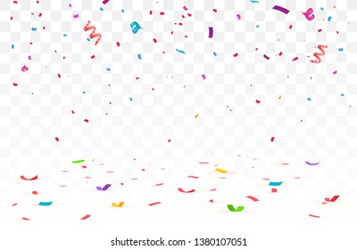 Falling confetti. Confetti isolated on transparent background. Birthday concept. Vector illustration