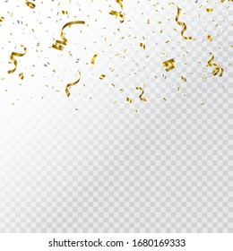 Falling confetti isolated on a transparent background. Vector template for your holiday, party, festival or birthday.