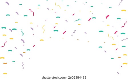 Falling confetti isolated on transparent background. Celebration background template with confetti Colorful ribbons