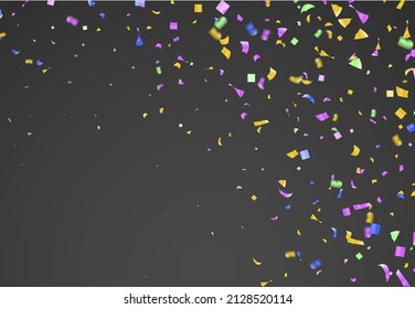 Falling confetti isolated white background. Abstract design element festive party, Christmas holiday, with place for text