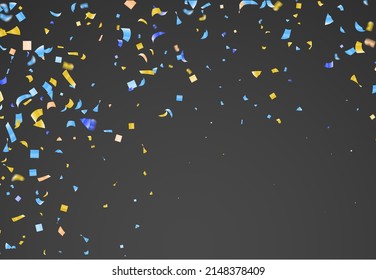 Falling confetti isolated white background. Abstract design element festive party, Christmas holiday, with place for text