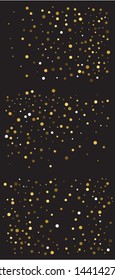 Falling confetti on black background. Stylish element of design. Vector illustration surprise. Gold luxury festive decoration set for holidays and celebrations.